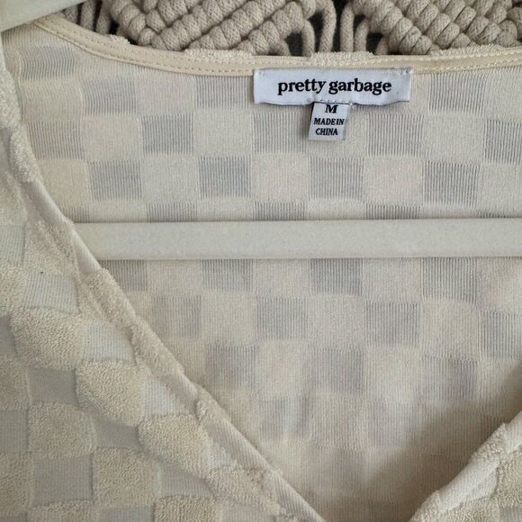 Pretty Garbage Checkered Drawstring Crop Top – Off White – Size Medium – EUC - Picture 3 of 4